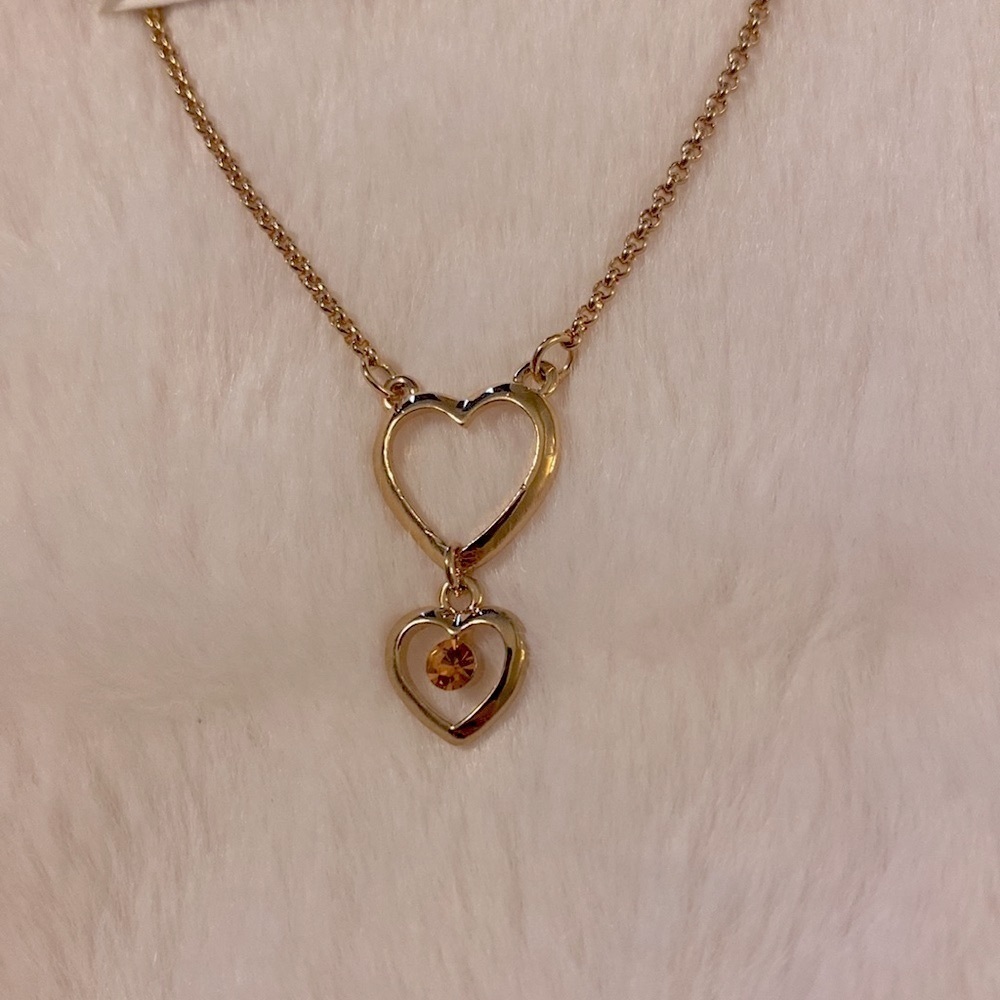 NEW Heart Pilgrim Necklace. Drop heart with topaz gemstone. J15